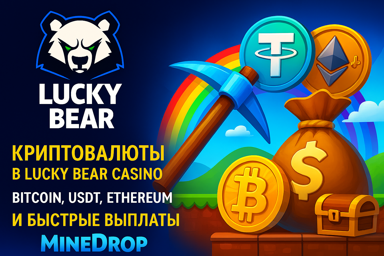 Криптовалюты в Lucky Bear Casino: Bitcoin, USDT, Ethereum и быстрые выплаты